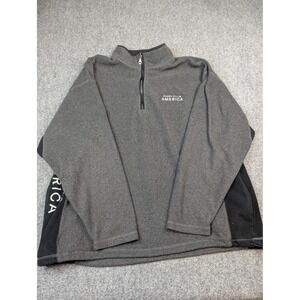Perry Ellis America Sweatshirt Mens XL Gray Pullover 1/4 Zip Fleece Mock Neck